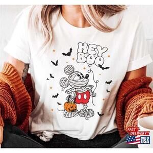 Hey Boo Funny Mickey Mummy Skeleton Tshirt Classic